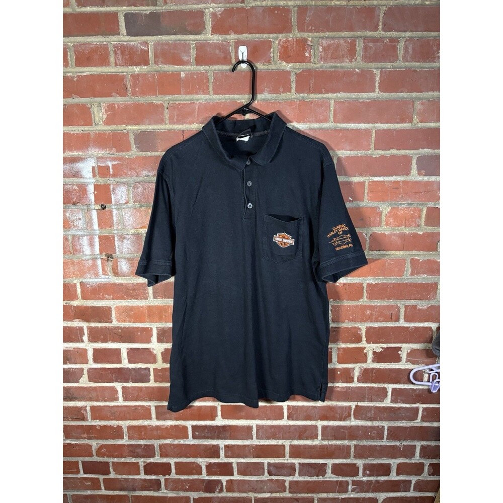 Vintage Y2k Harley Davidson Embroidered Short Sleeve Polo Shirt Adult Size XL